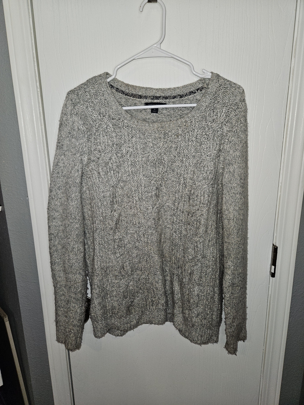 Tommy Hilfiger Gray Cable Knit Crewneck Sweater